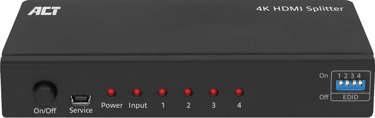 ACT 4K HDMI splitter, 1 in 4 out, EDID ondersteuning