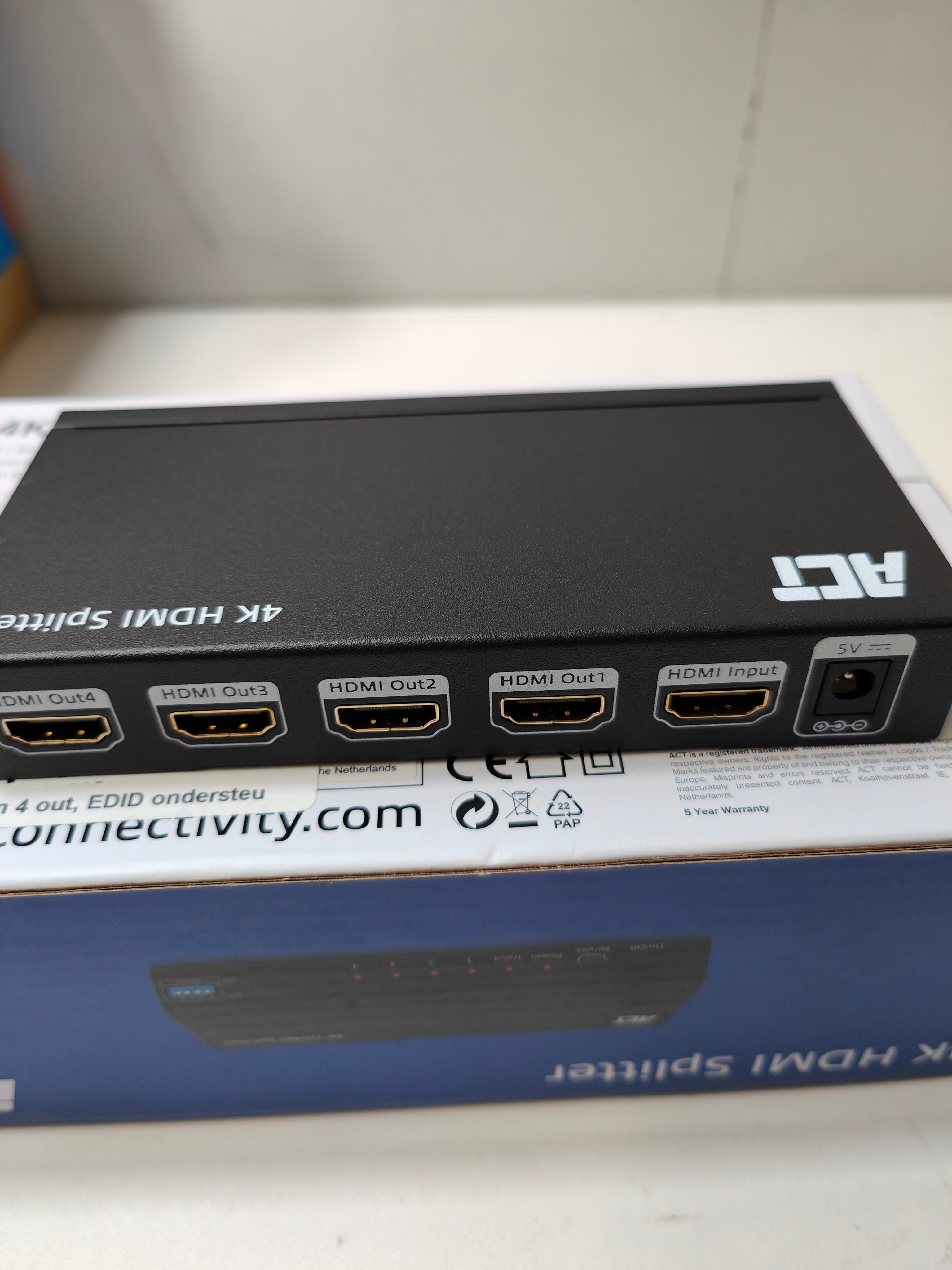 ACT 4K HDMI splitter, 1 in 4 out, EDID ondersteuning