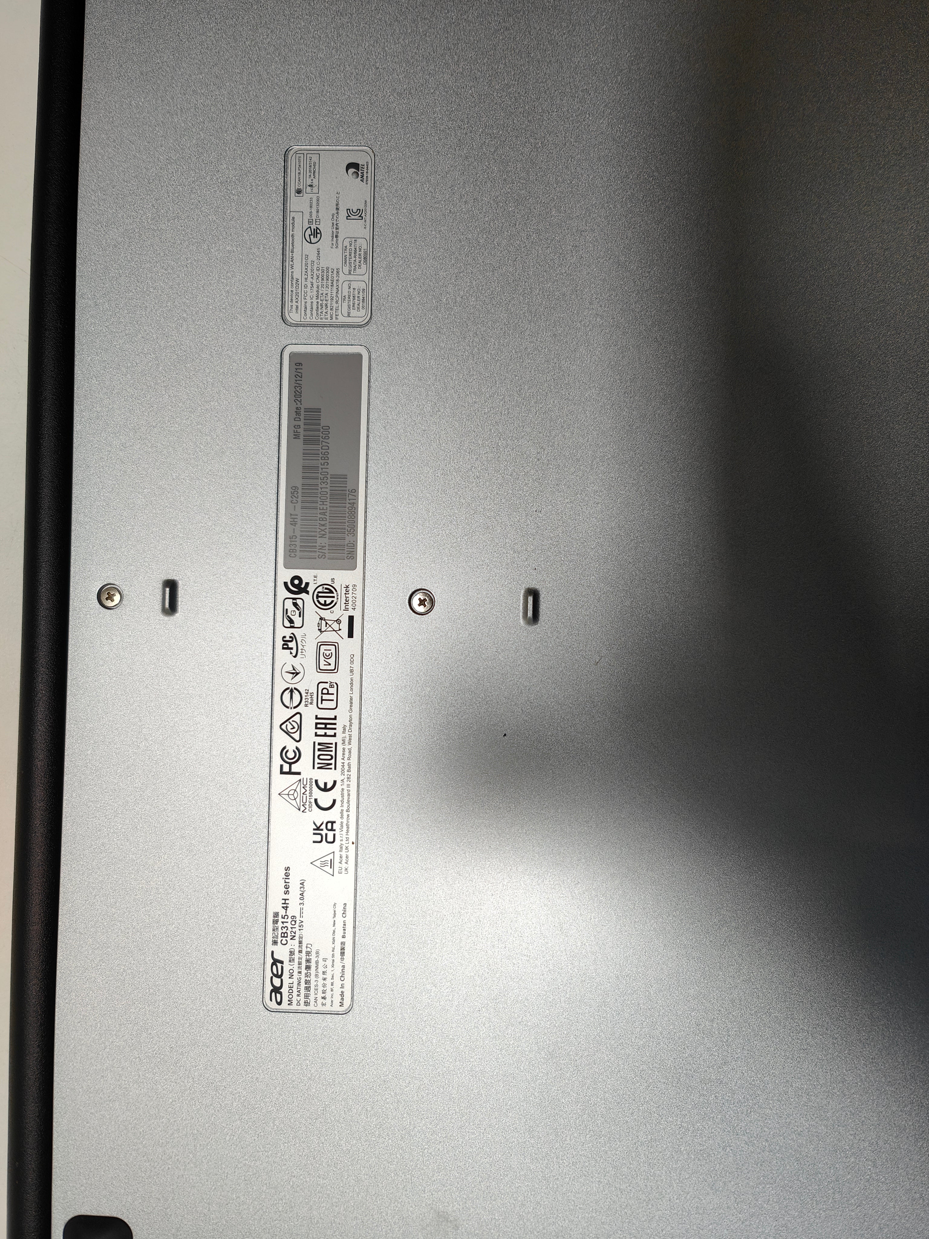 Acer Chromebook 315 (CB315-4HT-C259) QWERTY