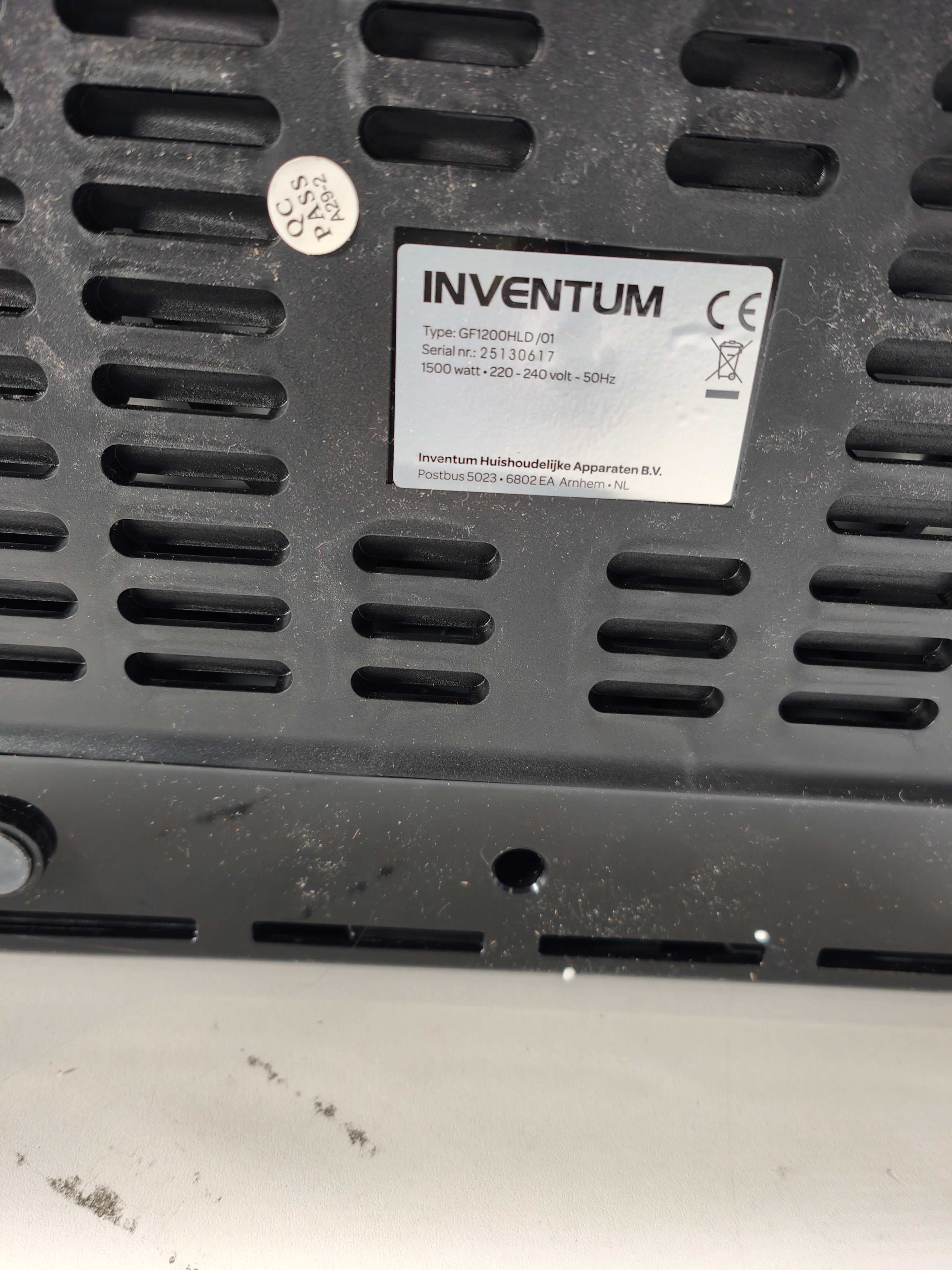 Inventum Hetelucht Friteuse Oven GF1200HLD