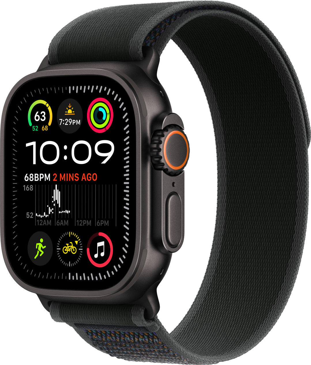 Apple Watch Ultra 2 4G 49mm Zwart Trail Band Zwart M/L