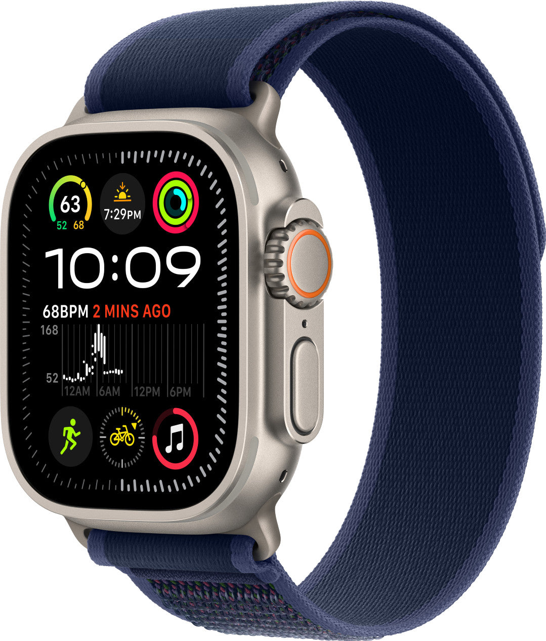 Apple Watch Ultra 2 4G 49mm argent, bracelet Trail bleu M/L