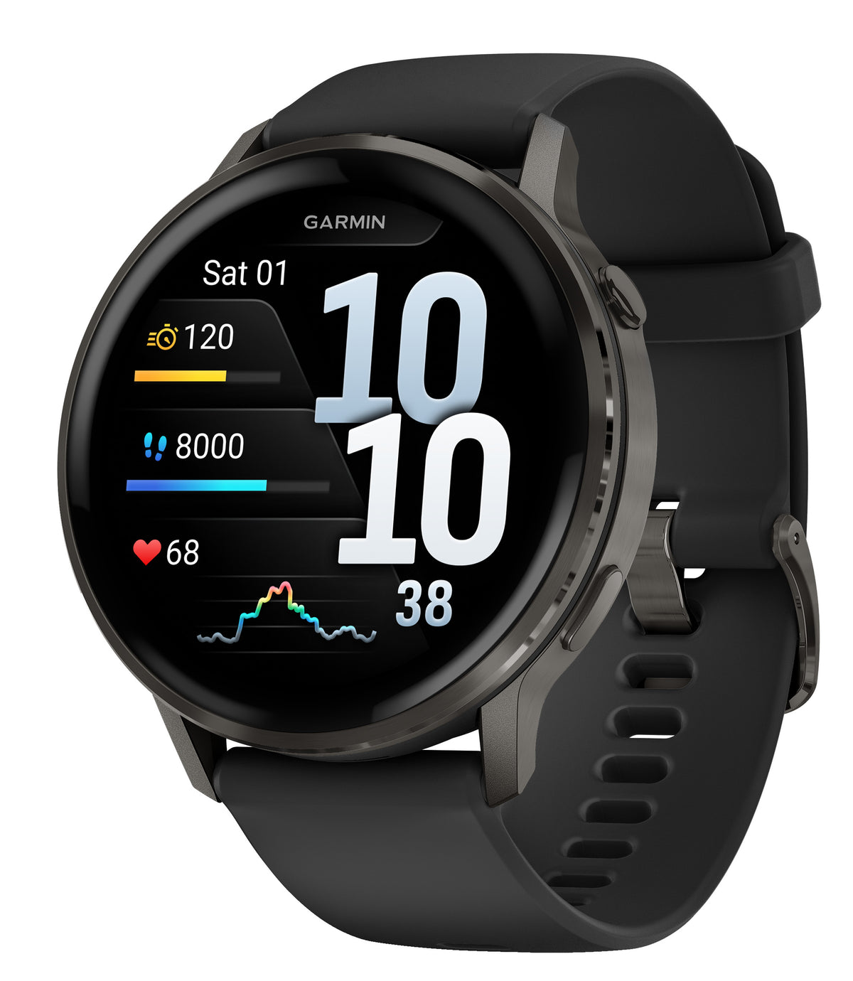 Garmin Venu 4 (45mm), GPS, Wi-Fi, Schwarz mit Schiefergrau + Schwarz, WW