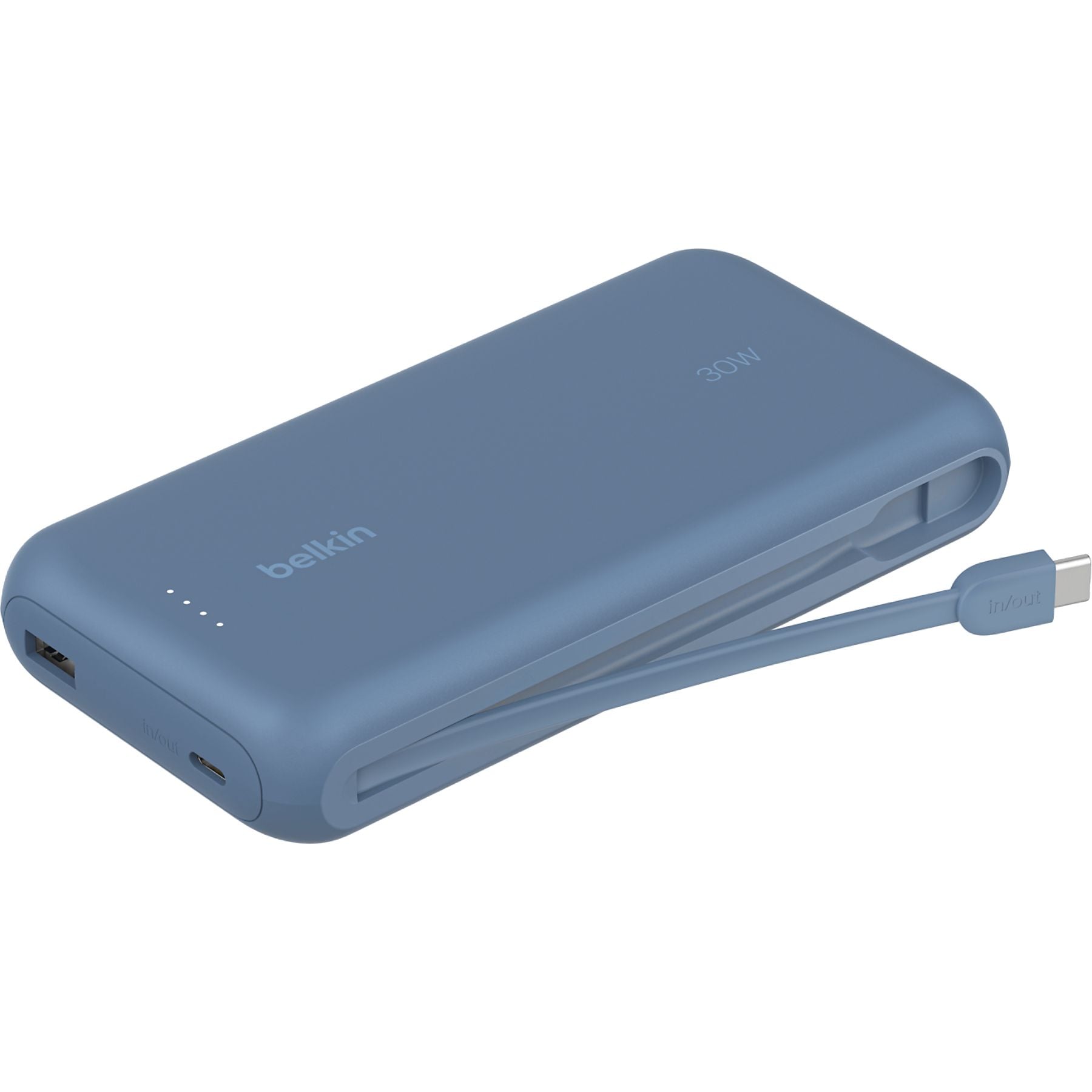 Powerbank Belkin 20000 mAh 30W PD avec câble USB-C intégré – Bleu