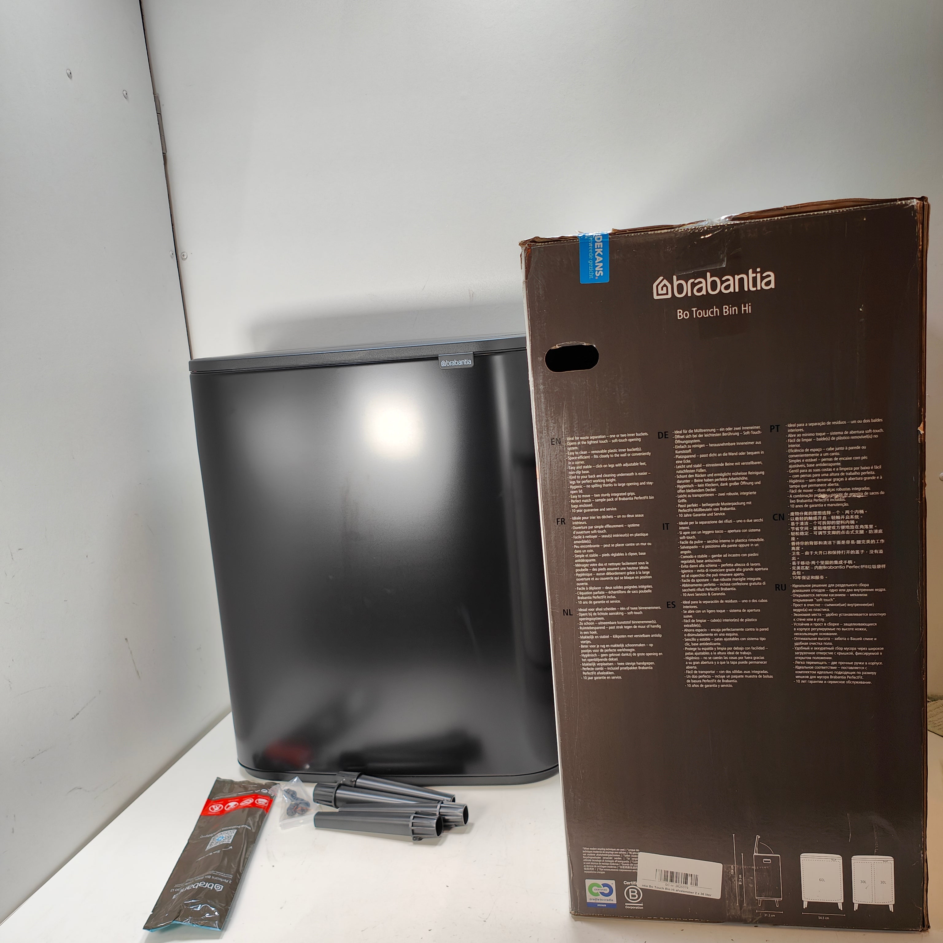 Brabantia Bo Touch Bin Hi afvalemmer 2 x 30 liter zwart