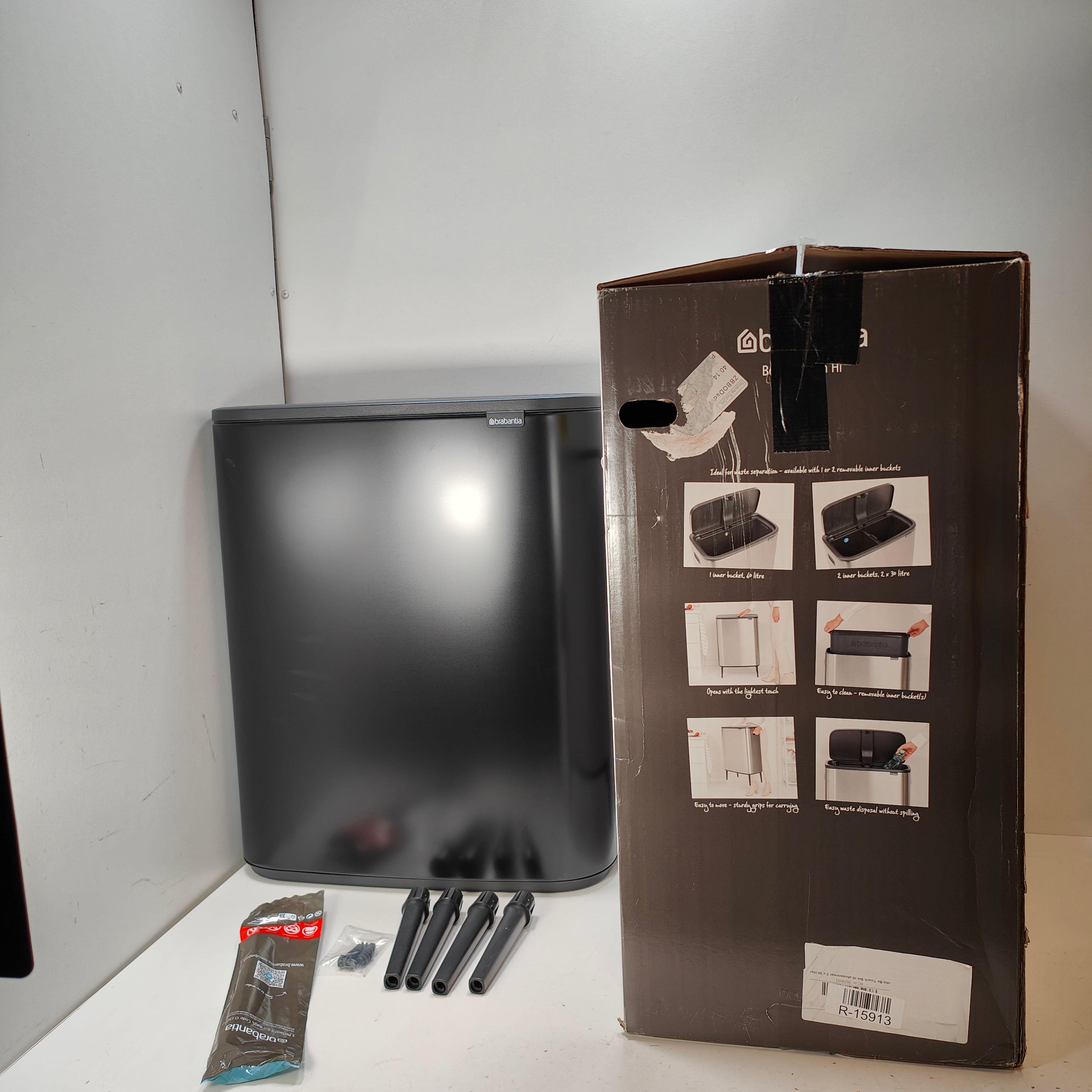 Brabantia Bo Touch Bin Hi afvalemmer 2 x 30 liter zwart