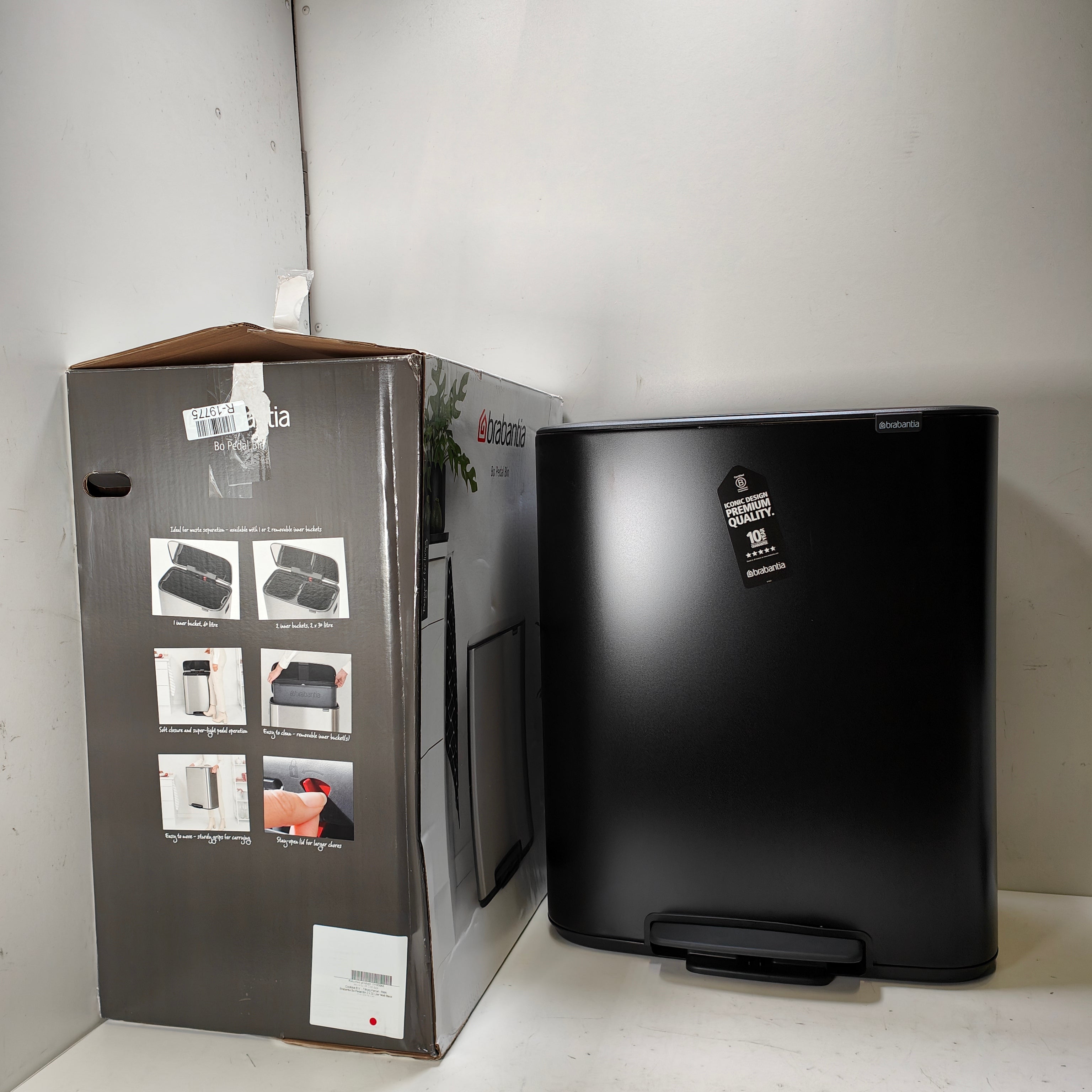 Brabantia Bo Treteimer 2 × 30 Liter, Mattschwarz