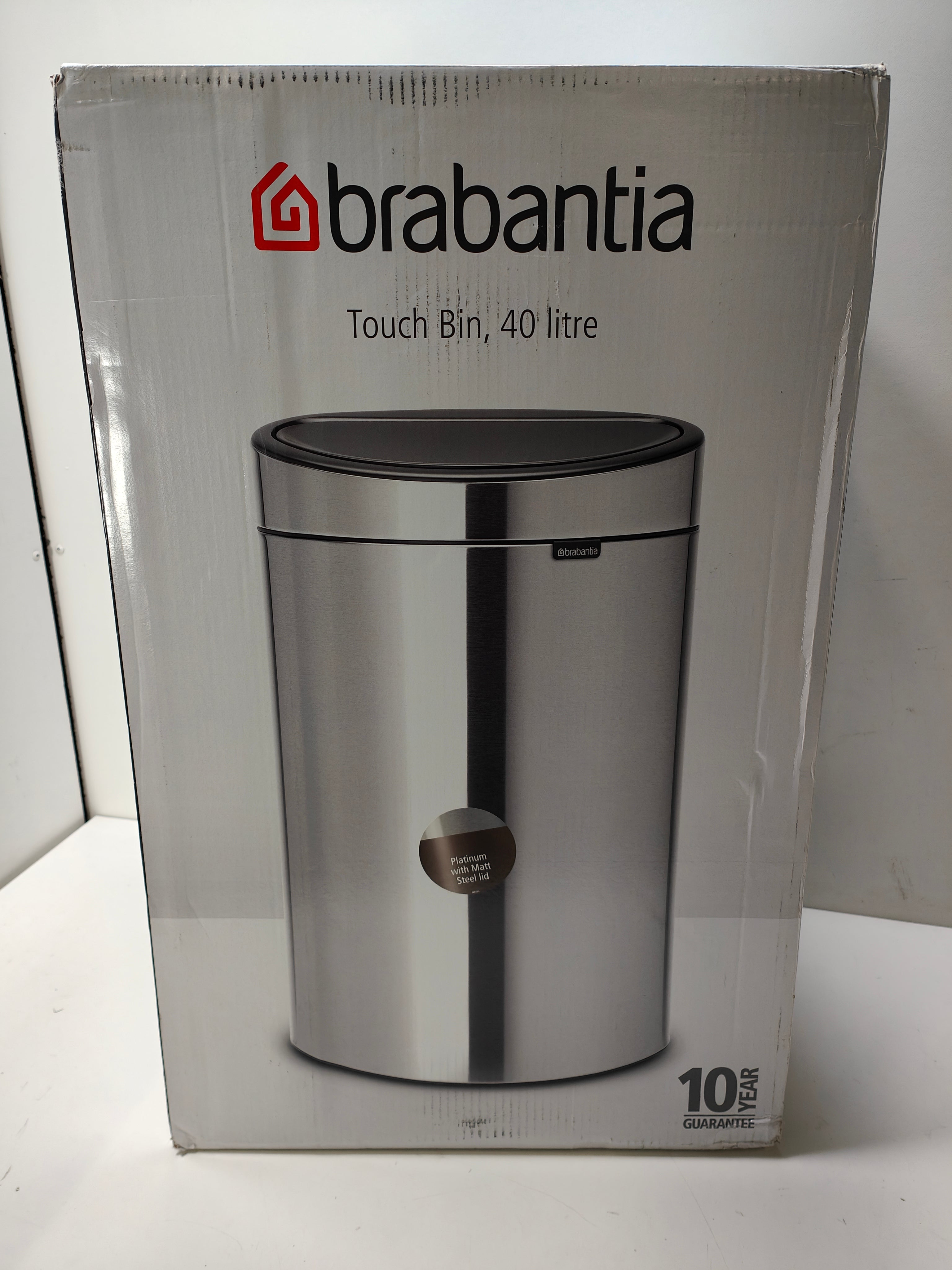 Brabantia Touch Bin 40 Liter Platinum / Matt Steel deksel