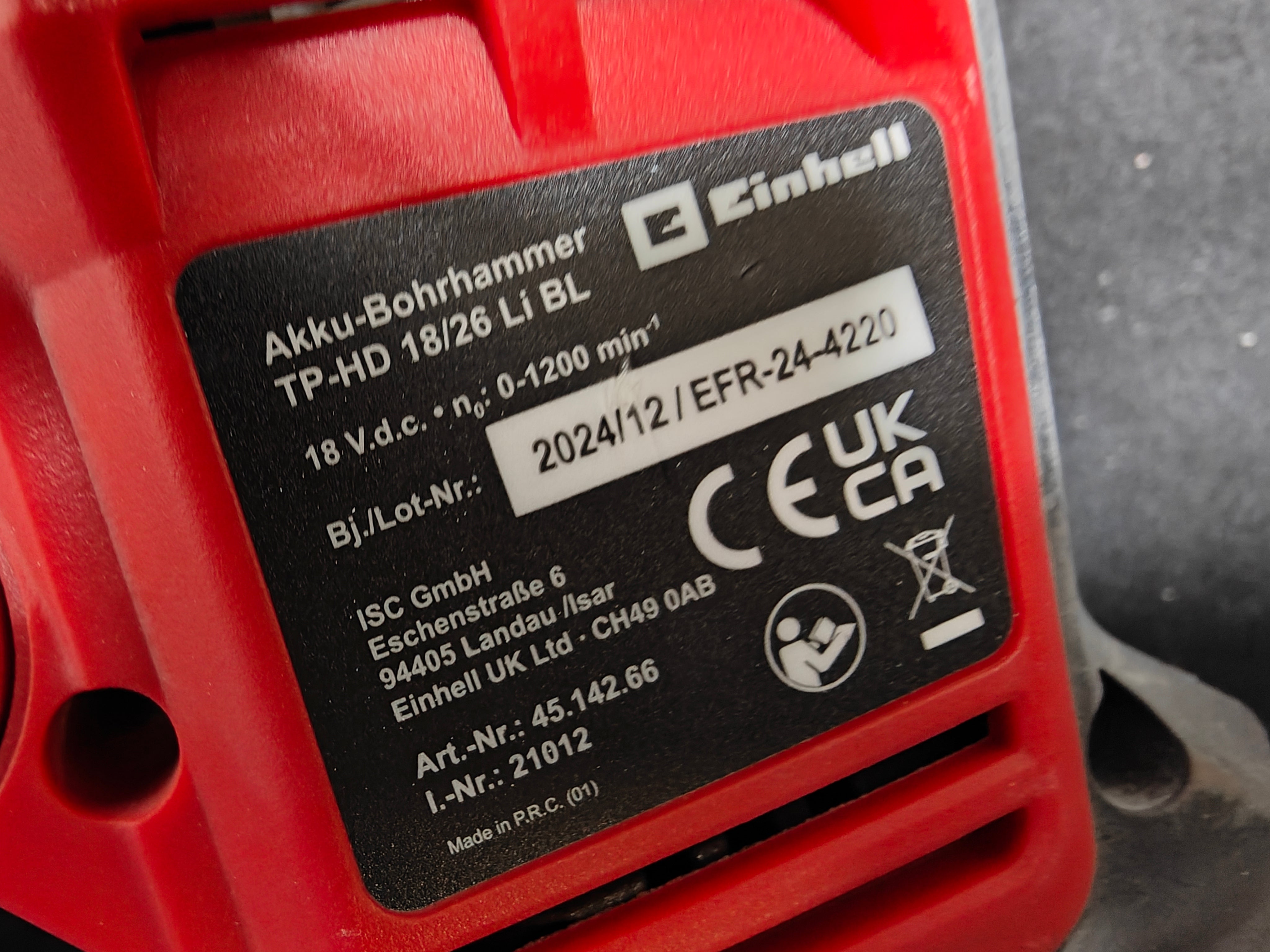 Einhell TP-HD 18/26 Li BL Solo - Accu Boorhamer - Power X-Ch