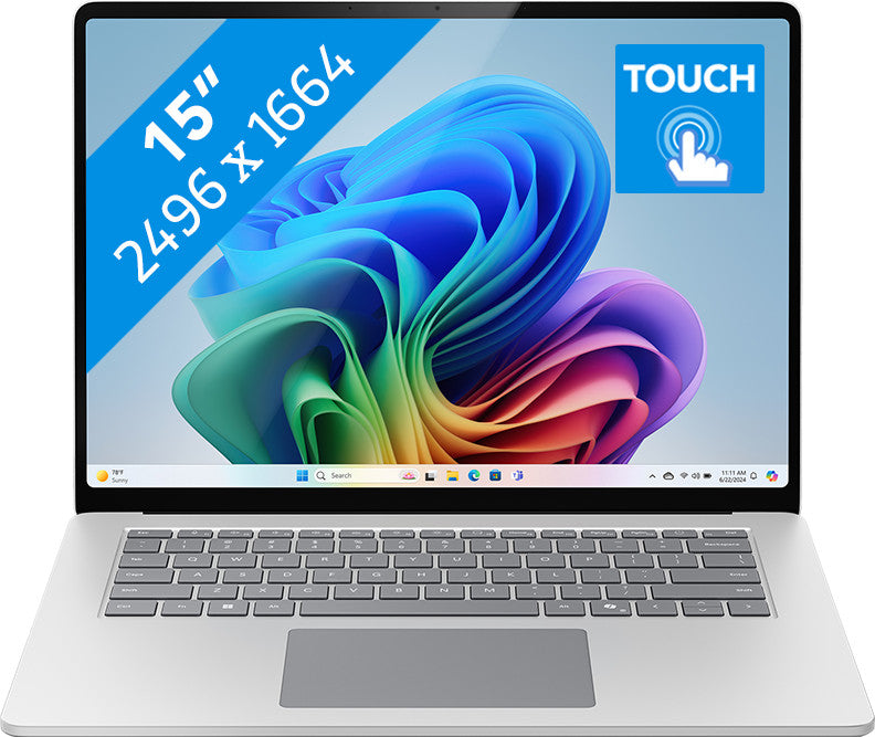 Microsoft Surface Laptop Copilot+ PC 15 Snapdragon X Elite / 16GB / 256GB Platin AZERTY
