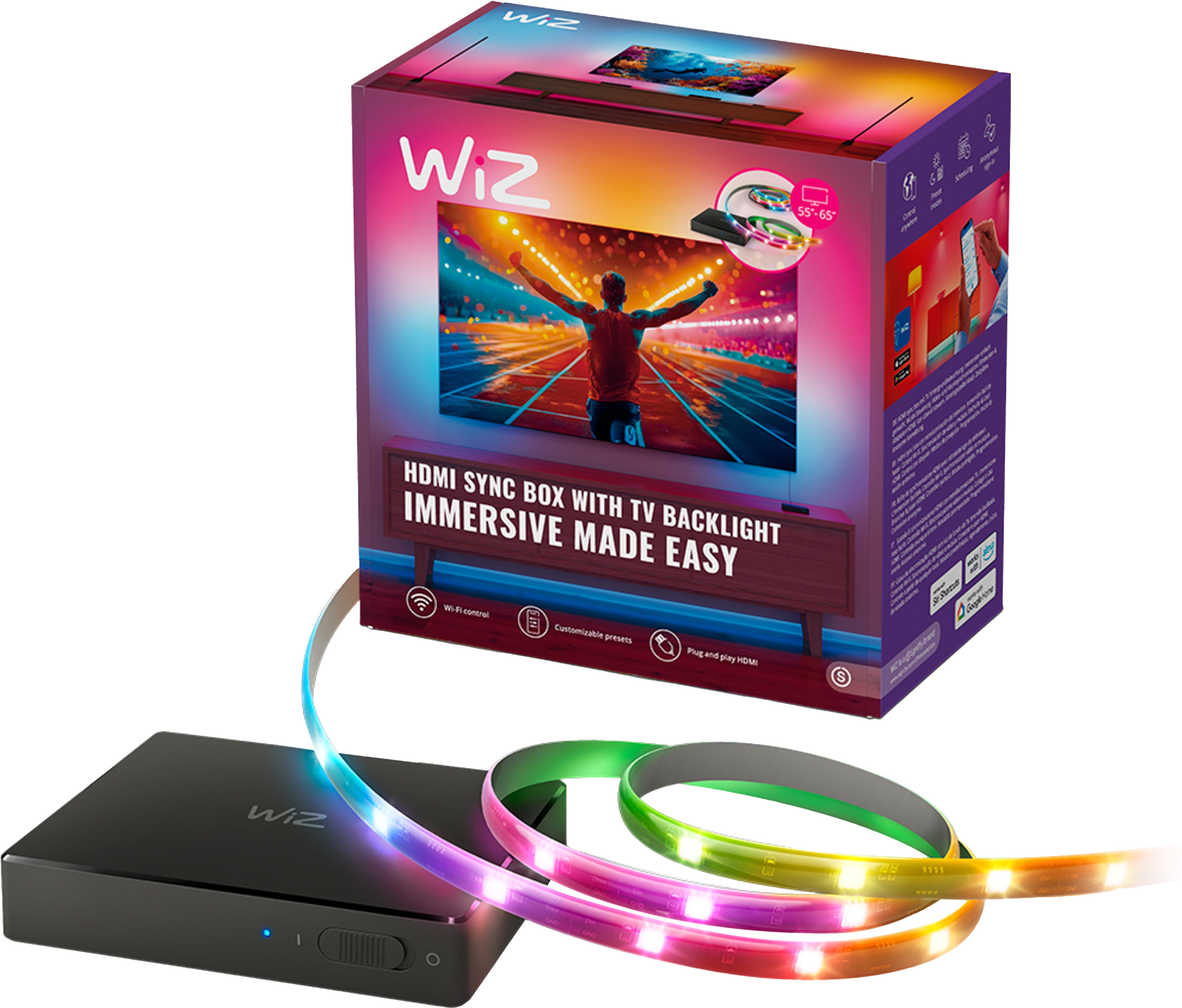 WiZ Verbundene HDMI-Sync-Box + Lichtstreifen für 55-65 Zoll Fernseher