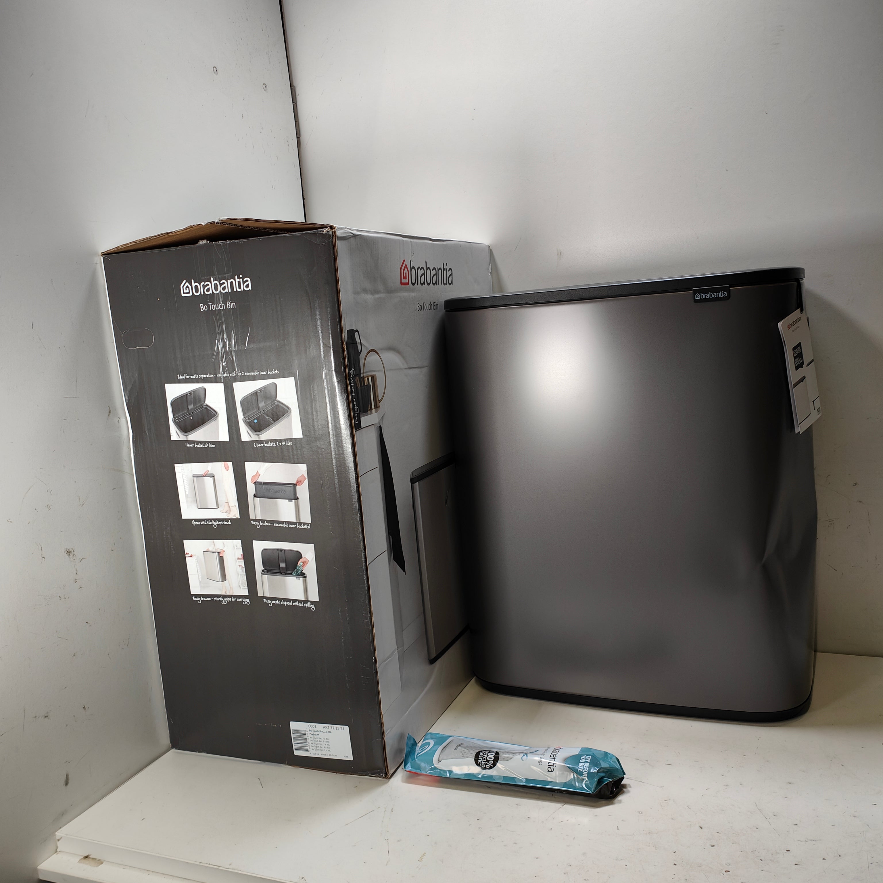 Brabantia Bo Touch Bin 2 x 30 Liter Platinum