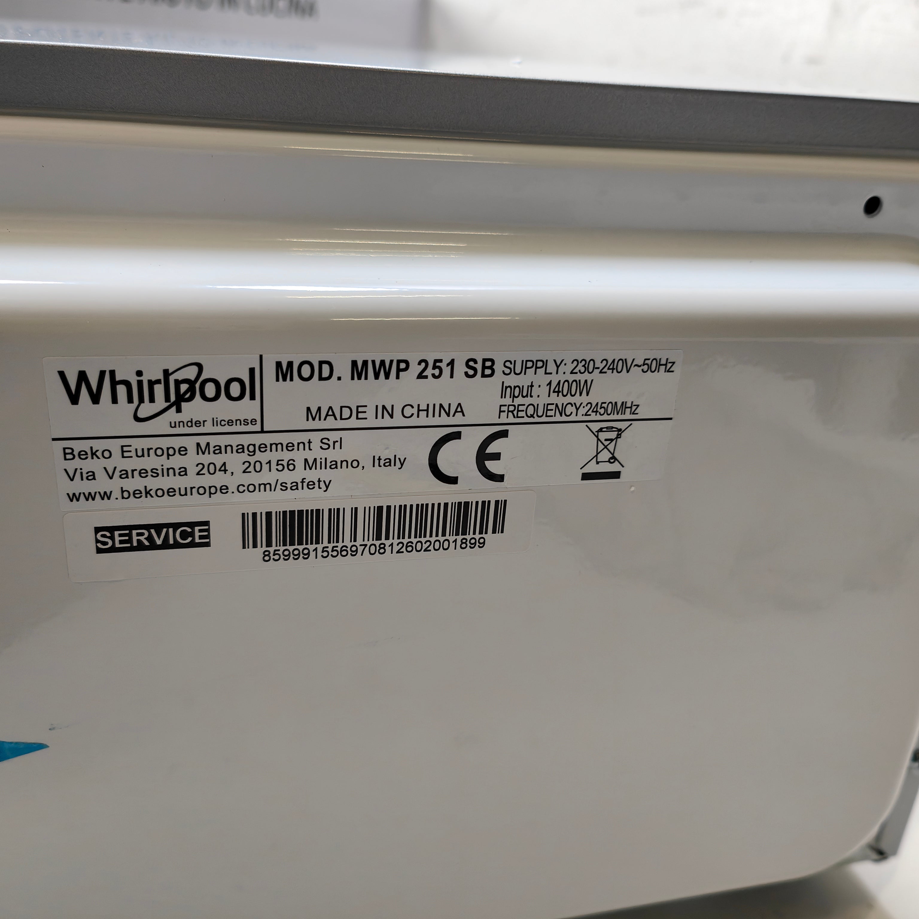 Whirlpool MWP 251 SB