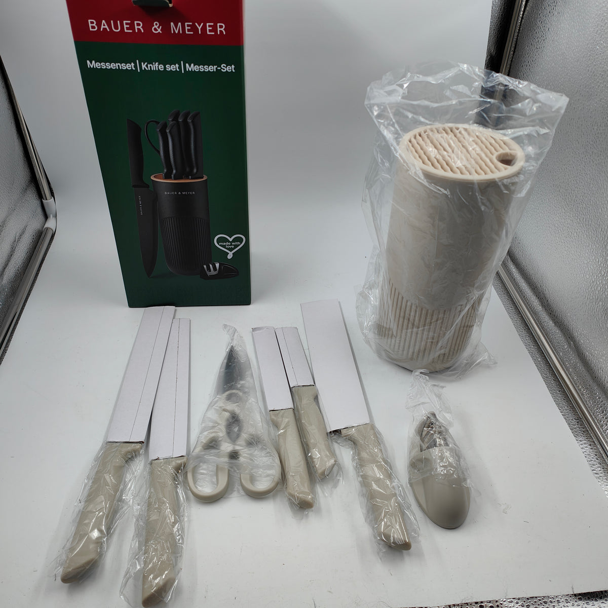 Bauer & Meyer Messenset met blok - Messenblok - 8-delig - Incl. messenslijper